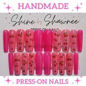 Handmade Luxury Press-On Nails | Sturdy & Reusable | SWEET CHERRIES